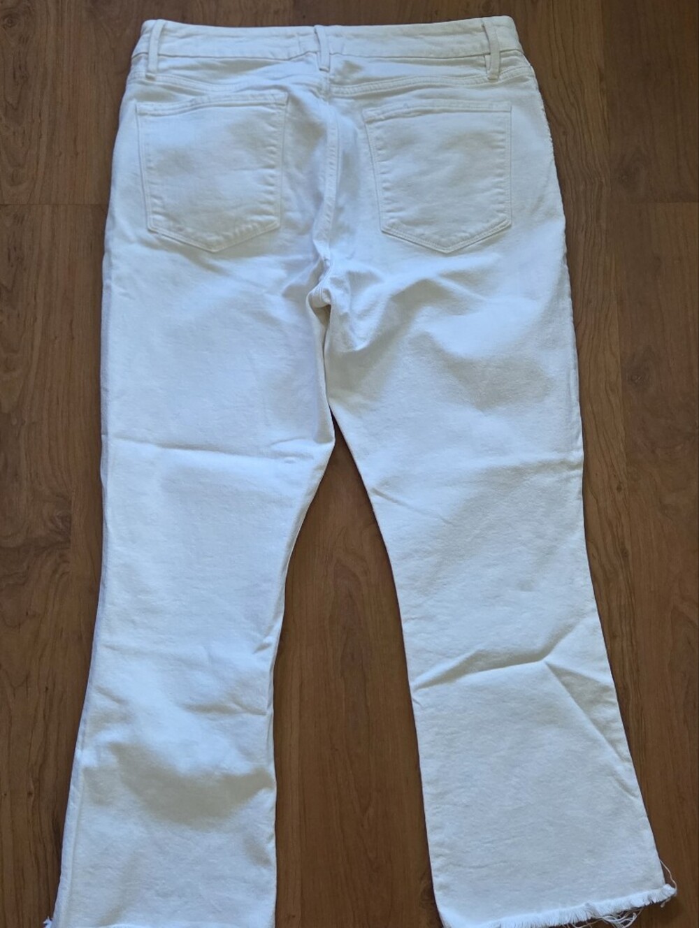 FRAME Le Crop Mini Boot Jeans Denim Stretch Raw Hem WHITE Size 31 - Picture 5 of 7
